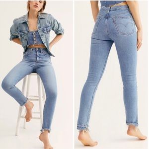 Levi's 501 Skinny Jeans Nibbed Hem Blue Mark